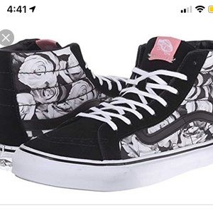 high top vans with roses on them